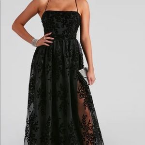 Desiree Formal Flocked Mesh Dress